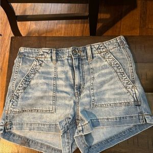 aerie elastic waist jean shorts